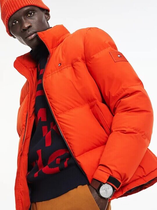 Модный оранжевый пуховик Tommy Hilfiger